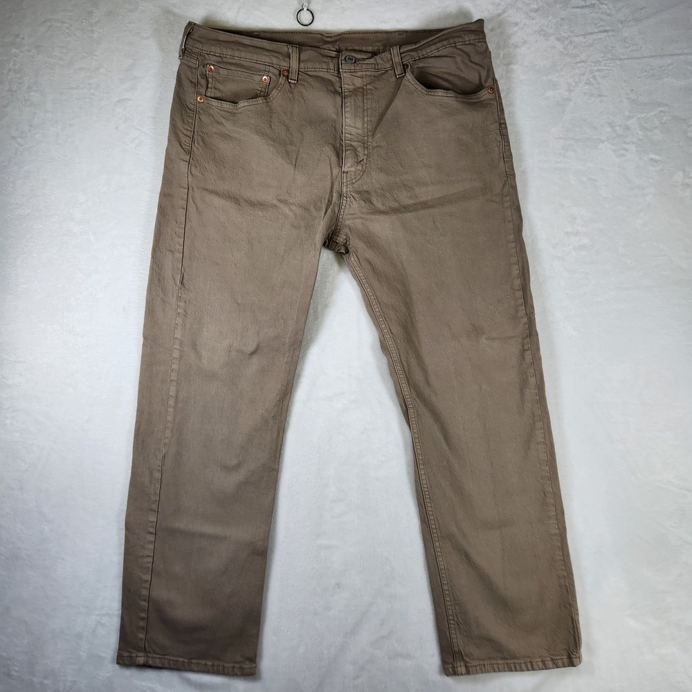 Levi Strauss & Co 505 Regular Fit Jeans Mens 38x29 Tan Brown Casual Denim